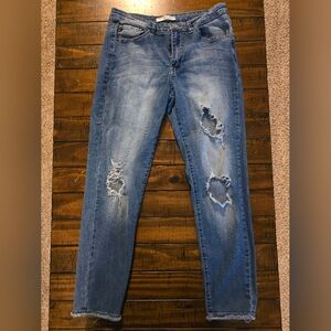 Kancan Distressed Jean Size 13/30 Raw Hem Skinny